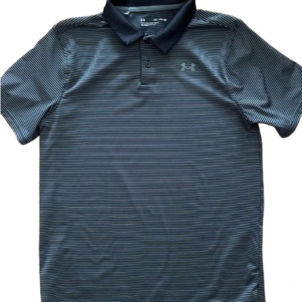 Under Armour Boy’s Gray Striped Polo Shirt size YXL Youth XLarge 18/20